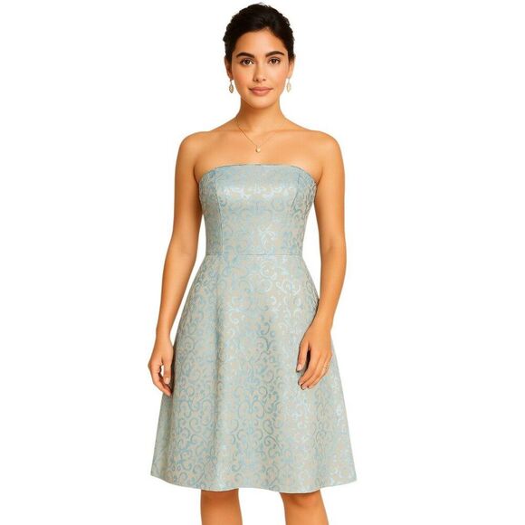 Strapless Dress Metallic Teal Tan Teeze Me Juniors WOMEN'S WOMAN'S Size 7 - Picture 10 of 10